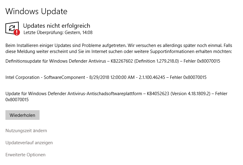 Windows Updates werden nicht durchgeführt