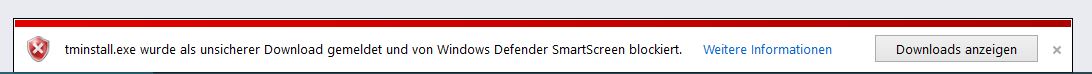Smartscreen verhindert einen korrekten Download