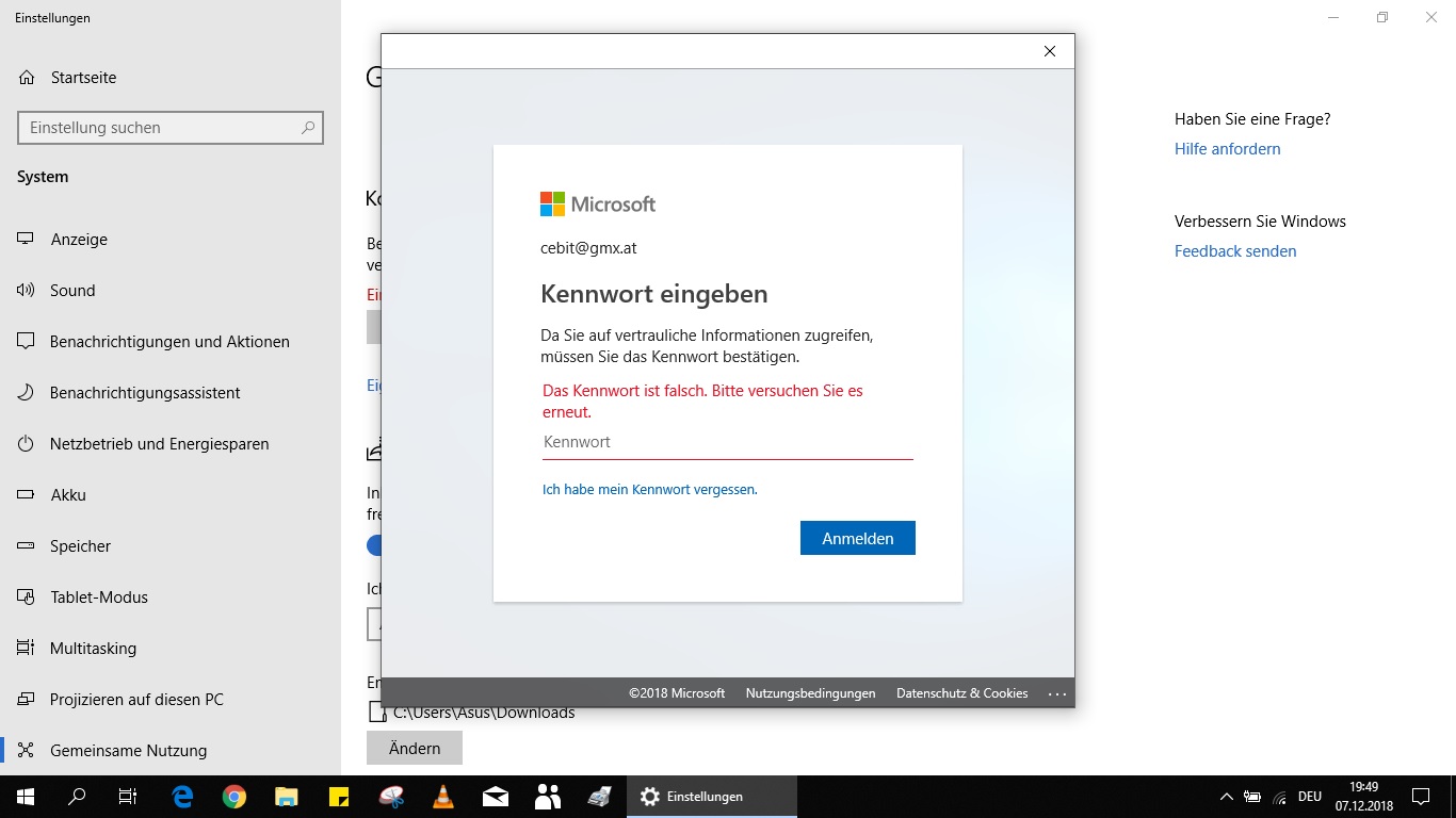 Problem mit dem Microsoft Konto