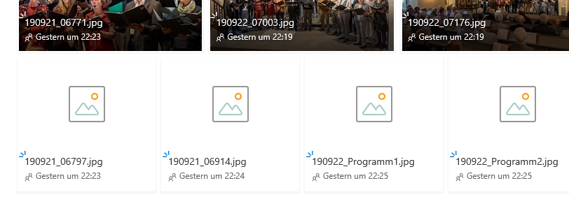 Onedrive JPG-Vorschaubilder werden im Browser nicht mehr angezeigt