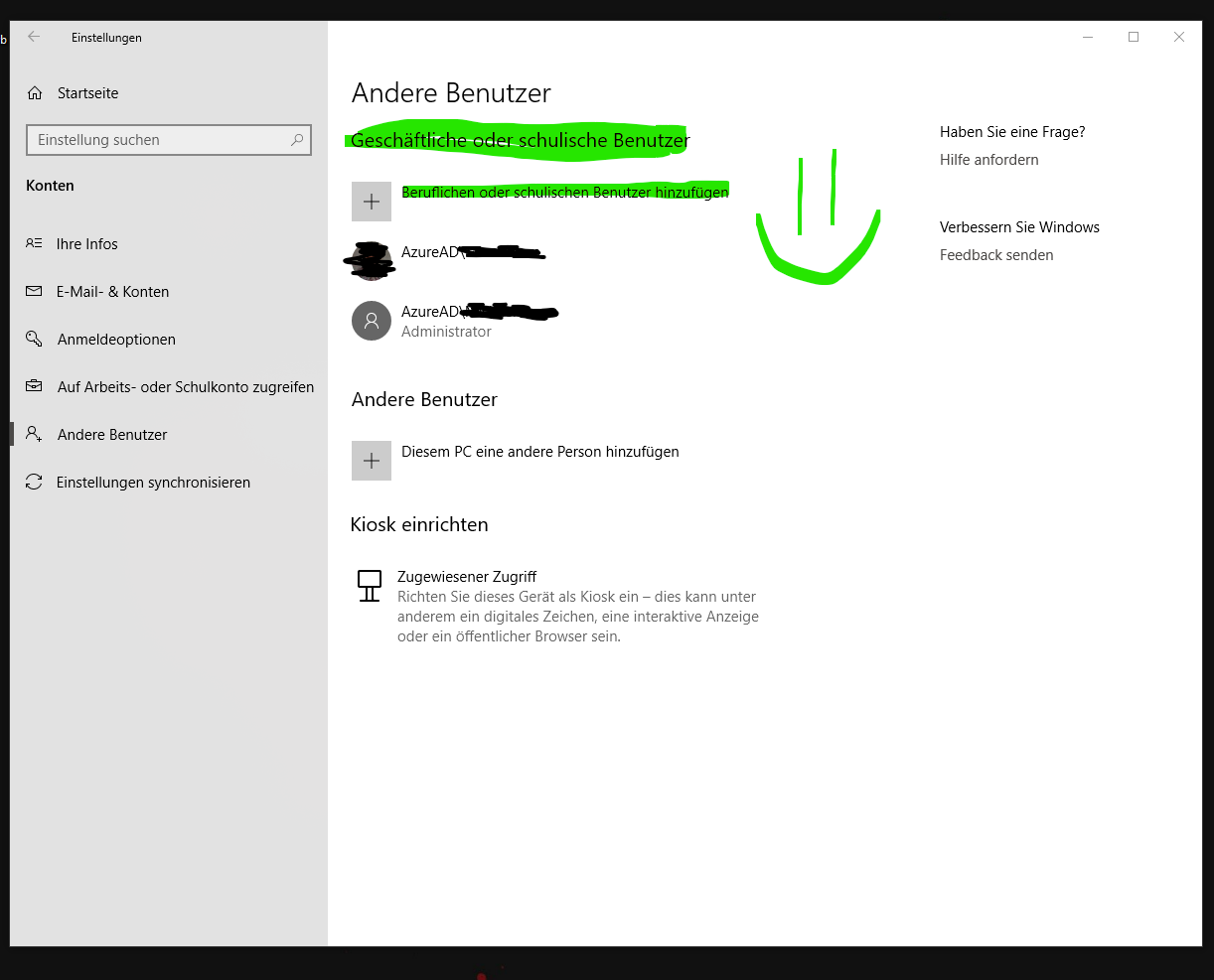 Mit Work or School Account an Windows 10 anmelden