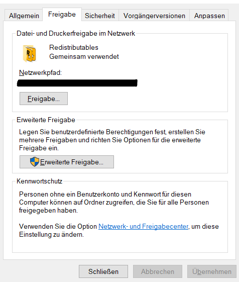 Datei lässt sich nicht für andere Benutzer freigeben