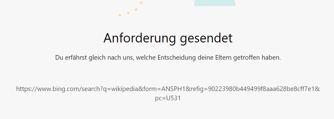 elterliche zustimmung für website wird nicht freigeschaltet nach erlaubnis