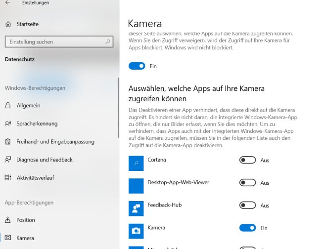 Kamera funktioniert nicht mehr wegen Datenschutzeinstellungen