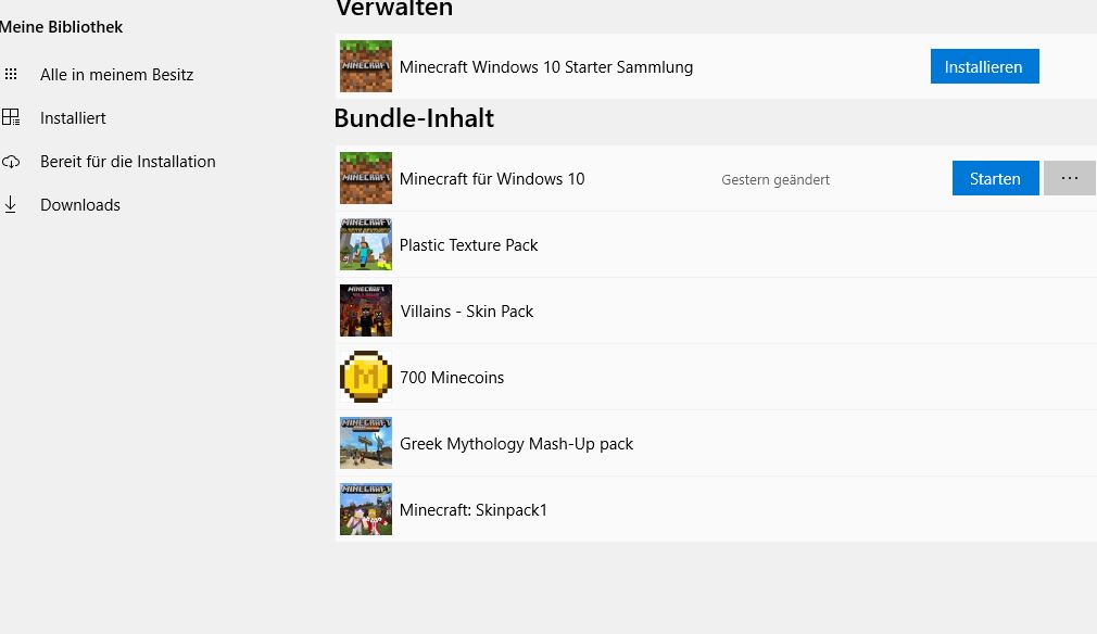 Minecraft Windows 10 Starter Sammlung