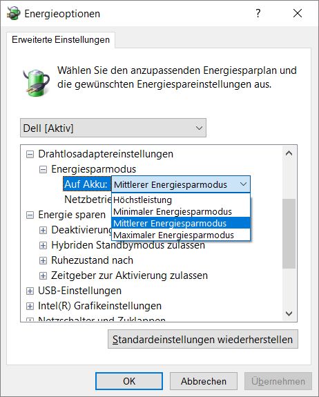 Wlan Drosslung im Akkubetrieb