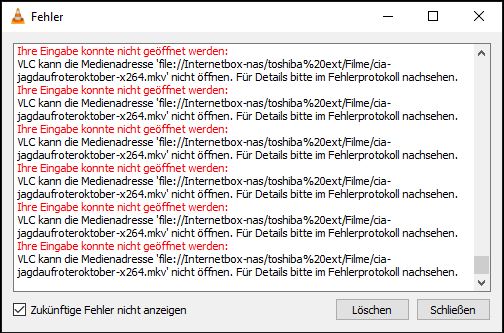 Seit Windows 10 update auf 1903 bringt der VLC Player ferlermeldung beim abspielen von...