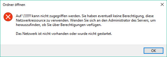 Netzwerkordner werden nicht angezeigt