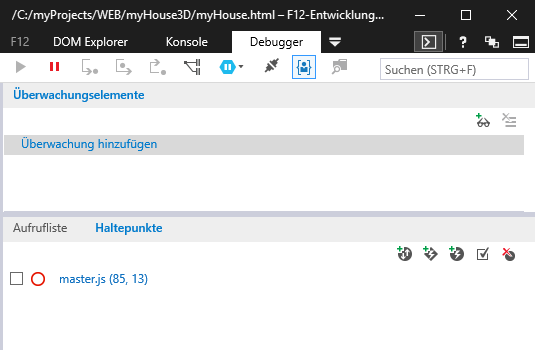 Microsoft Edge Debugger (Source wird nicht mehr angezeigt)