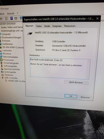 Windows 10 deaktiviert immer nach jedem Neustart automatisch den USB 3.0 Hostcontroller?