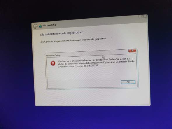 Warum kann ich windows10 nicht installieren?