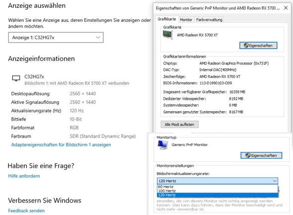 Windows nur 120Hz doch Monitor 140hz, was tuen?