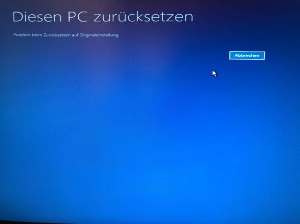 Warum kann ich mein Windows 10 nicht zurücksetzten?