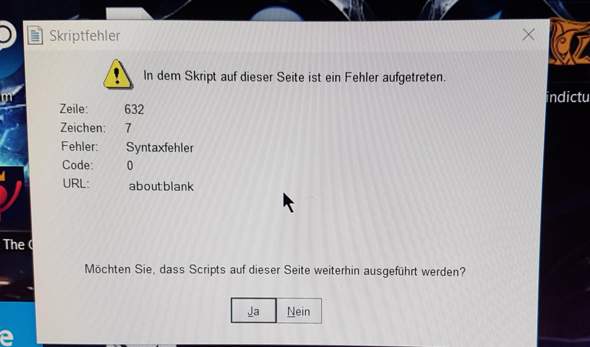 Syntaxfehler nach Windows-Start? Plötzliche Tab-Outs?