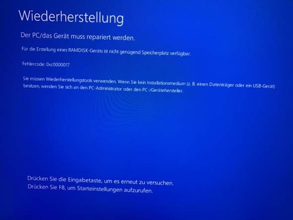 Wie kann ich folgenden Fehler beheben bei Acer-Laptop mit Windows 10? Tritt immer beim...