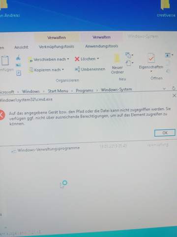 Administrator Fenster öffnet sich nicht (Win10)?