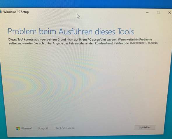 Windows 10 Media Creation Tool - Fehlermeldung?