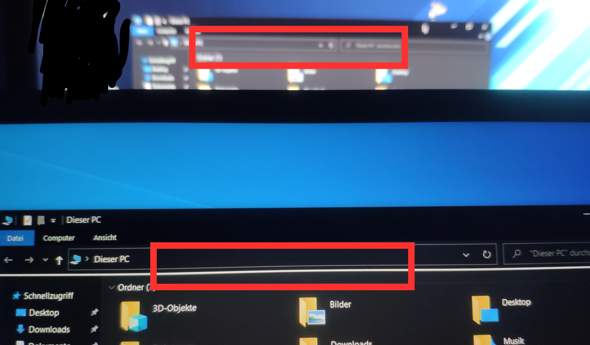 Weiße Linie im File Explorer (Windows 10)?