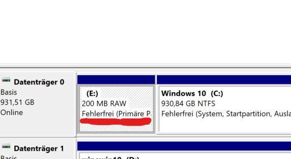 Wie kann das denn sein RAW Partition Win 10?