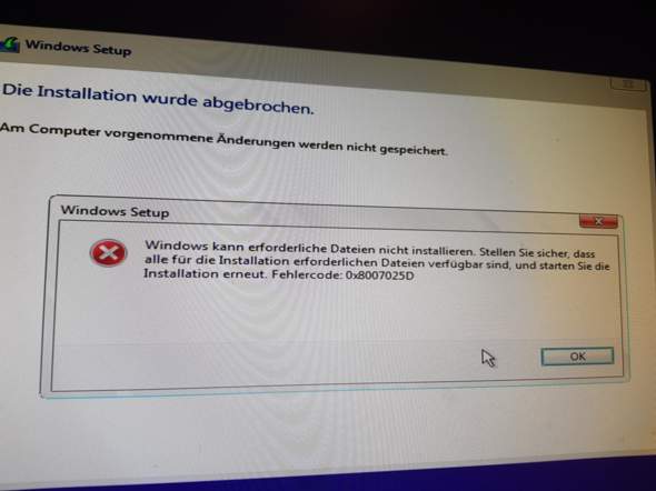 windows will nicht instalieren?