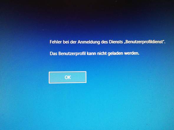 Fehler bei der Anmeldung des Diensts "Benutzerprofildienst" Das Benutzerprofil kann nicht...