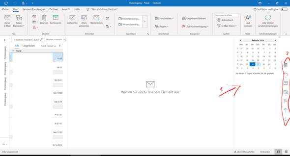 Kann man Termine abonierter Kalender im Email bereich anzeigen lassen? Kann man die Leiste...