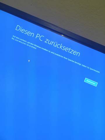 PC nicht zurücksetzen, weil zu wenig Speicherplatz?