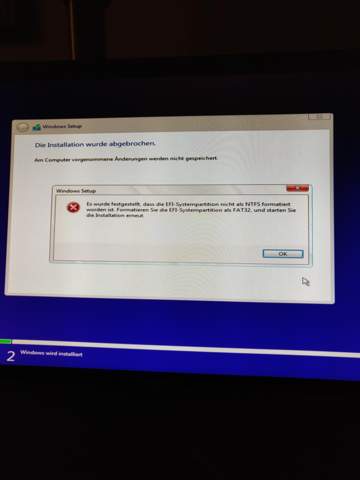 Festplatte falsch formatiert-Windows Installation?