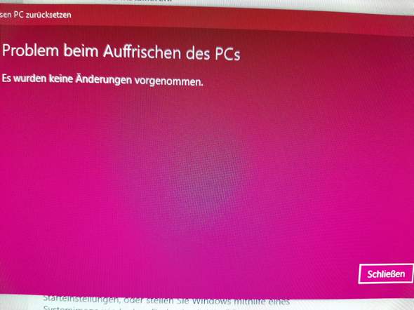 PC  zurücksetzen funktioniert nicht?