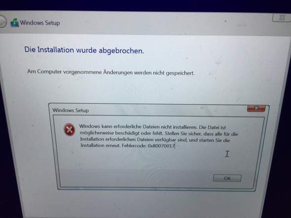 Windows 10 CD Fehlermeldung 0x80070017 Laptop fragt nicht mehr ob ich ohne Updates...