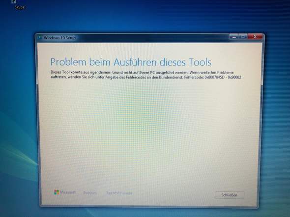 Windows 10 Installation Fehler welcher?