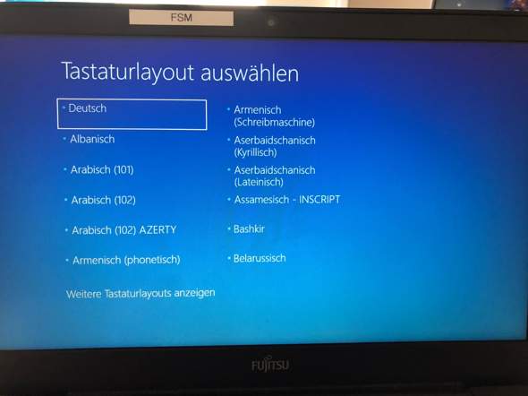 Windows 10 startet nicht - Tastaturlayout wählen beim booten?