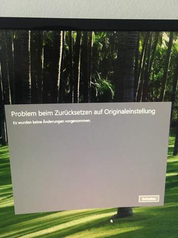 Pc lässt sich nicht zurücksetzen (Fehlermeldung)?