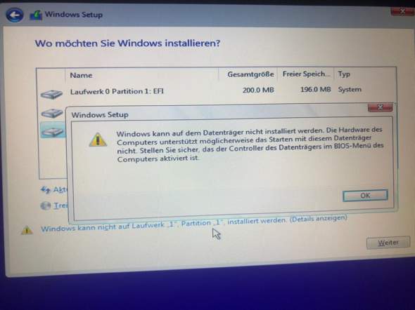 Win10 BootCamp auf 2. interne SSD installieren, SSD Start im BIOS |?