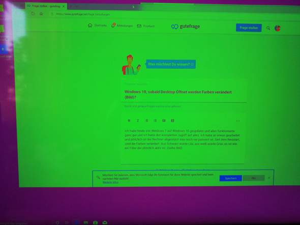 Windows 10, sobald Desktop Öffnet werden Farben verändert (Bild)?