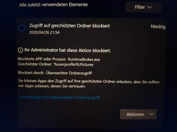 Systemprozess wird durch Windows Defender blockiert?