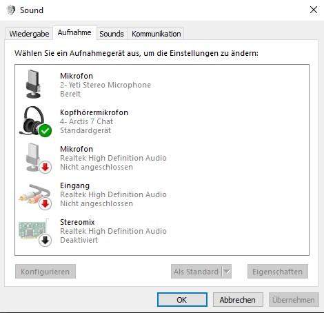 Windows Sound Aufnahme Fenster hängt sich auf?