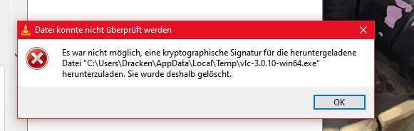 VLC Update nicht sicher oder so?