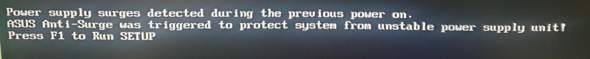 "Power supply surges detected during the previous power on"?