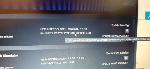 Steam festplattenschreibfehler train simulator 2020?