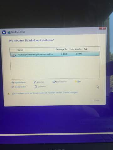 Wie behebe ich dieses Problem bei der Windows Installation?