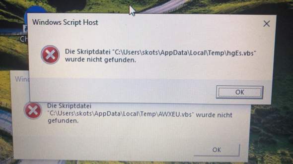 Windows Script Host Fehler- Datei konnte nicht gefunden?