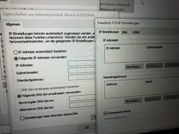Mein Internetprotokoll wird nie gespeichert  , dann ist alles weg und ich muss alles neu...
