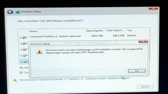 Probleme beim installieren von Windows 10?
