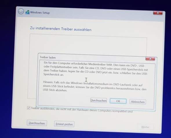 Windows 10 Installation Medientreiber fehlen?