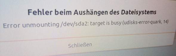 Ubuntu SSD lässt sich nicht formartieren?