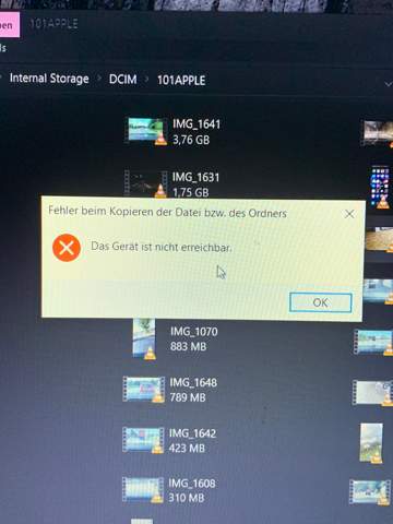 iPhone Xr video kopieren - Fehler?