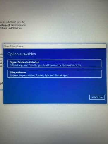 Brauch ich beim zurücksetzen den Windows Key?