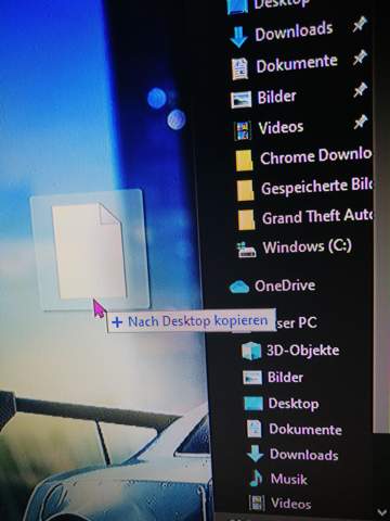 Warum steht bei mir "Nach Desktop Kopieren"?