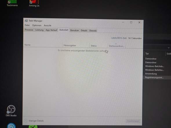 In meinem Taskmanager werden bei Autostart keine Apps mehr angezeigt?